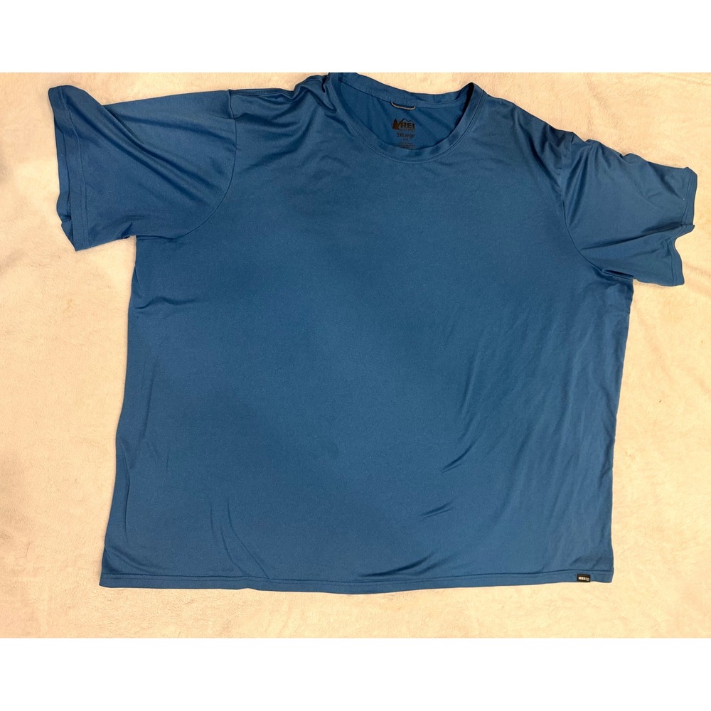 REI Co-op Mens 3XL Blue Performance Active T-Shirt Stretch Hiking Gym Tee